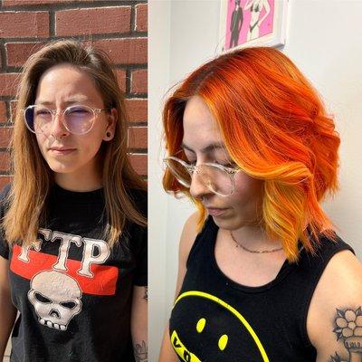 Cut and color before and after