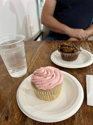 Raspberry lemon cupcake & mochacinno muffin, both items gluten free