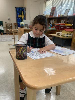 Montessori Class at St. Louis Catholic School Austin, Texas.