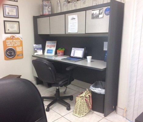 Good Guys Automotive's computer workstation for customers in the waiting room!