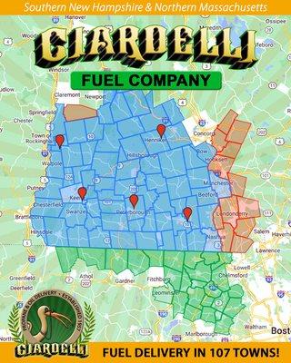 Ciardelli Fuel Company delivers propane and heating oil to 107 towns in southern New Hampshire and northern Massachusetts.