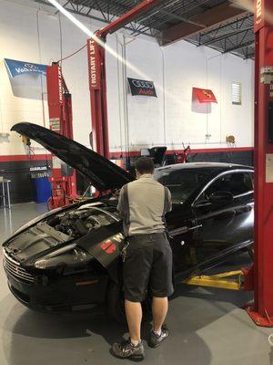 Servicing an Aston Martin DB9