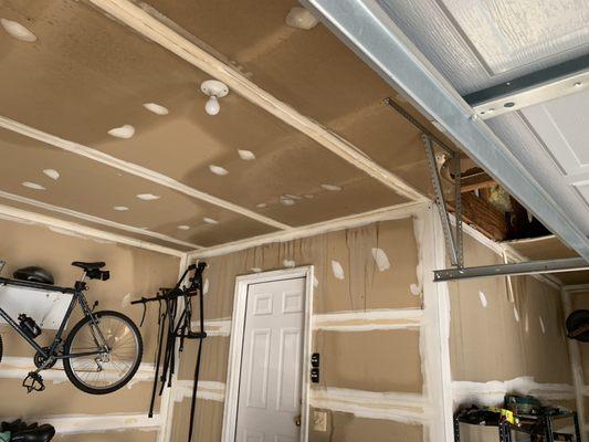 Wet drywall in a garage has to be removed