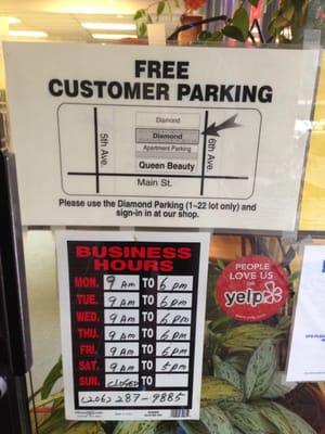 Free parking for all customers