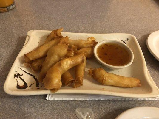 Gung Hom Pha fried wontons filled with shrimp served with a sweet chili sauce