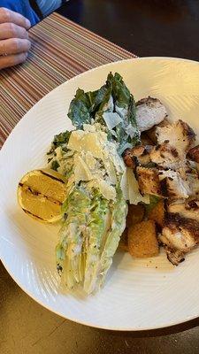 Grilled Caesar salad with grilled chicken