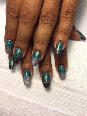 Ombré and gel glitter...