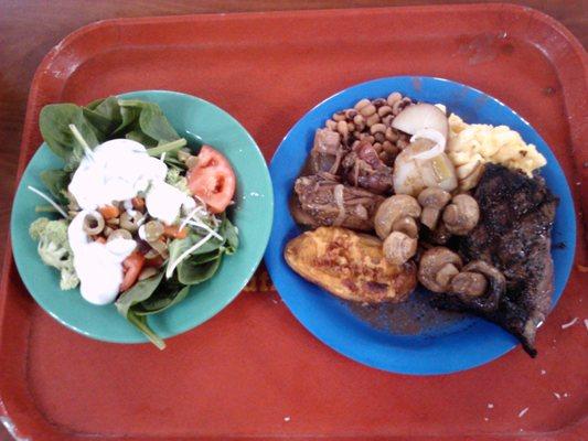 You can tell I didn't get too carried away with preparing the salad and stuck to basic staples, and a steak, for the main platter.