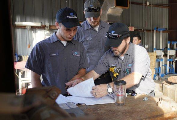 Air & Energy technicians going over new Kohler Generator installation training