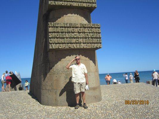 The WWII memorial on Omaha Beach