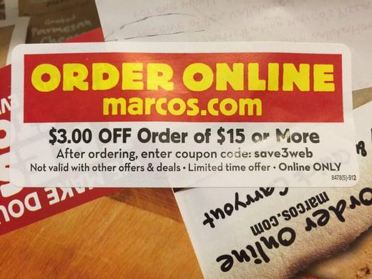 $3 off $15 or more with your online order