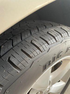 Tire tread on tires they said needed replacement