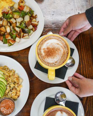 Viennese latte. Breakfast bowl