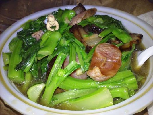 Chinese Broccoli with Pork Belly and Chinese Sausage