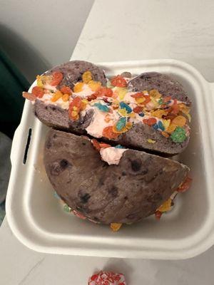 Rainbow on Blueberry Bagel