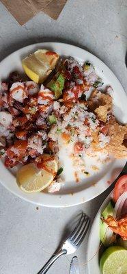 Ceviche de camarón y pulpo