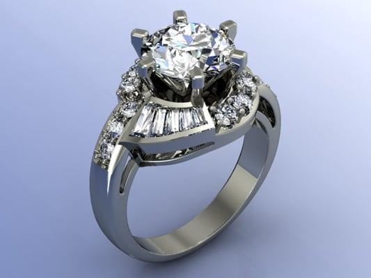 Peck's designed this Platinum wedding ring using CAD/CAM design services.