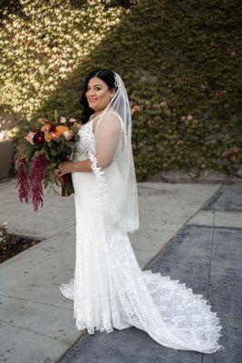 Veil and dress from new leaf bridal