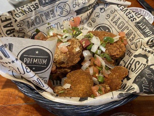 We had the fried avocado basket which was delicious. Served with ranch and fresh pico.