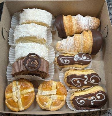 Both boxes everything Outstanding!!  Incredible pricing all hand made Swiss Pastries!!  Yes i took bites of everything my son made me! ;)