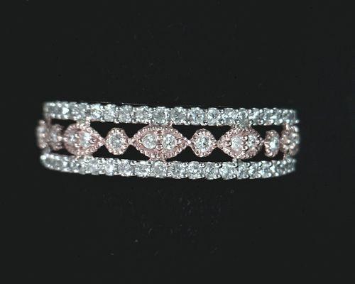 Diamond and rose and white gold band