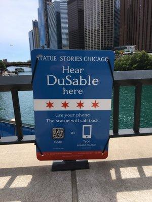 June 2019-Statue Stories QR Plate is behind the Statue to scan the QR Code and hear audio provided by Statue Stories Chicago