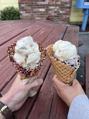 Waffle cone and ice cream