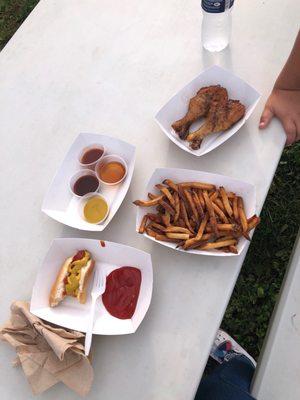 Food from food truck and their home made sauces