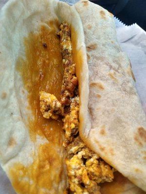 Chorizo and egg burrito