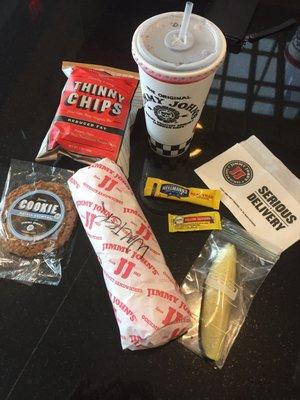 Sandwich, chips, cookie, and a pickle included in the box lunch