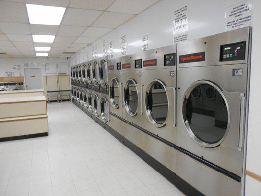 Two sizes of dryers - Large and Extra Large. Large will dry 45 pounds of laundry. Extra Large will dry 75 pounds of laundry.