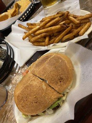 Torta asada with French fries