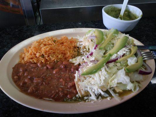 Today's special Chicken enchiladas $8.99.