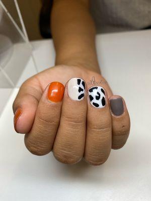 Gel Manicure with hand painted nail art