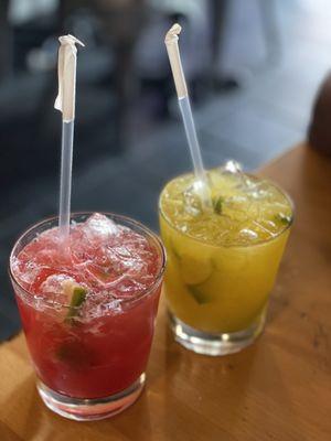 Virgin Strawberry and passion fruit mojitos (I liked the Strawberry better!)