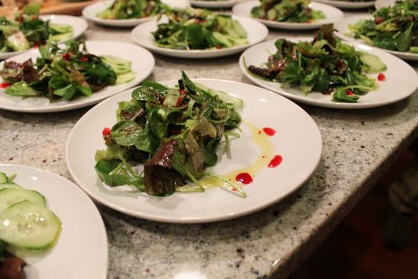 Tea Leaf Salad with Pomegranate Reduction