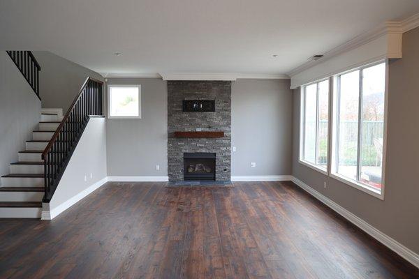 Stacked Stone Veneer Fireplace remodel