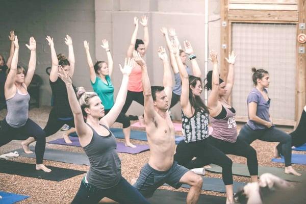 Our beautiful Courtyard shared with Fat Bottom Brewing where we have special classes and events -  here Lululemon's Yogtoberfest