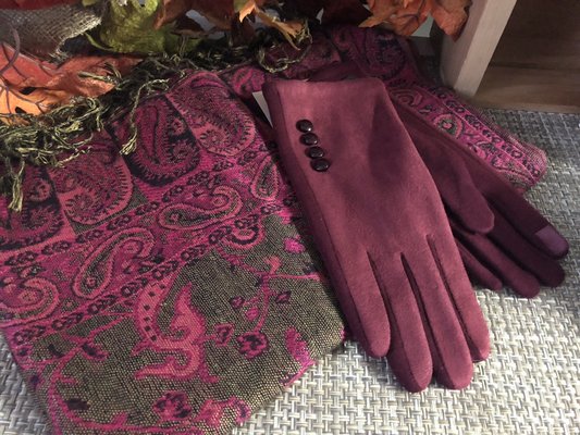 Matching scarf & gloves.  Let us surprise you with the affordable prices in our well stocked boutique.