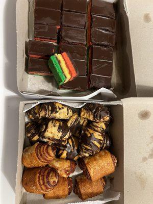 Rainbows and rugelach- which were the worst we had ever tasted! Stale, old, hard rainbows