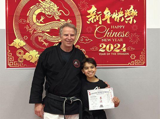 Congratulations, 6 years of dedication payed off with an amazing performance at his Black Belt test.