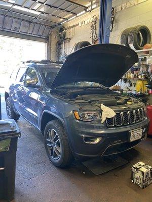 Jeep in for maint