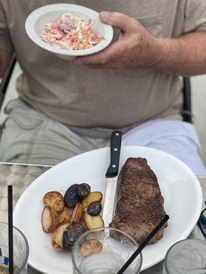 Special- Ny strip w/ potatoes and slaw