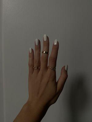 White acrylic nails   - cleaned them well - they were careful - did them exactly like the picture I showed