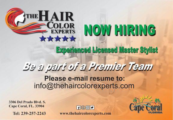 Be a part of a Premier Team #capecoral #swfl #fortmyers #hairsalon