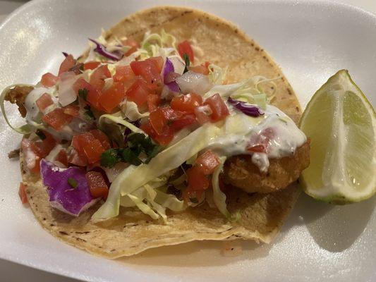 Fish Taco. Very good. Plenty of flavor.