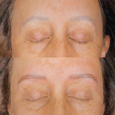 Before and after nano brow cover up don't by Jess Lee *previous work done by another studio