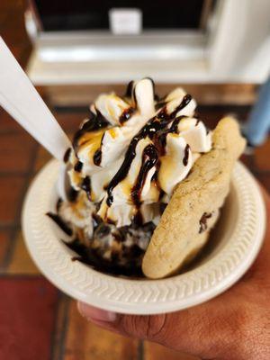 Ice Cream Sundae with Chocolate Chip Cookie