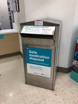 For expired, unused medicine. Safe way to dispose of it. Not all Walgreens have one. Call & ask.