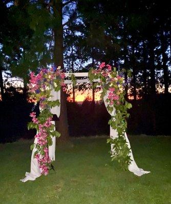 The meadow and chuppah as the sun set